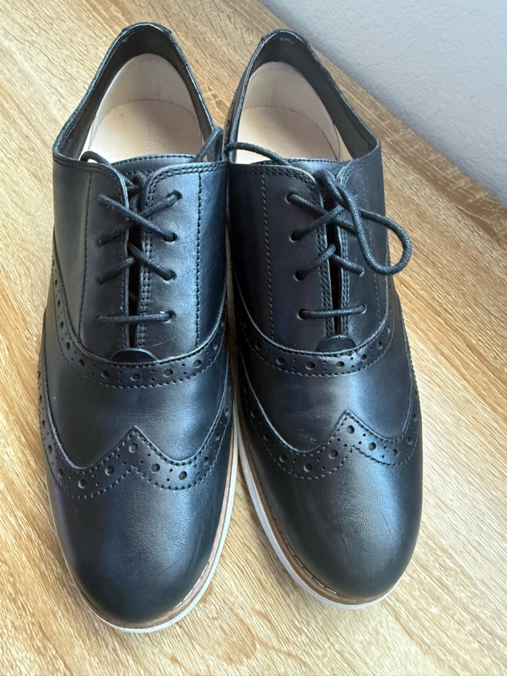Cole Haan Black Wingtip Lace-Up Loafers